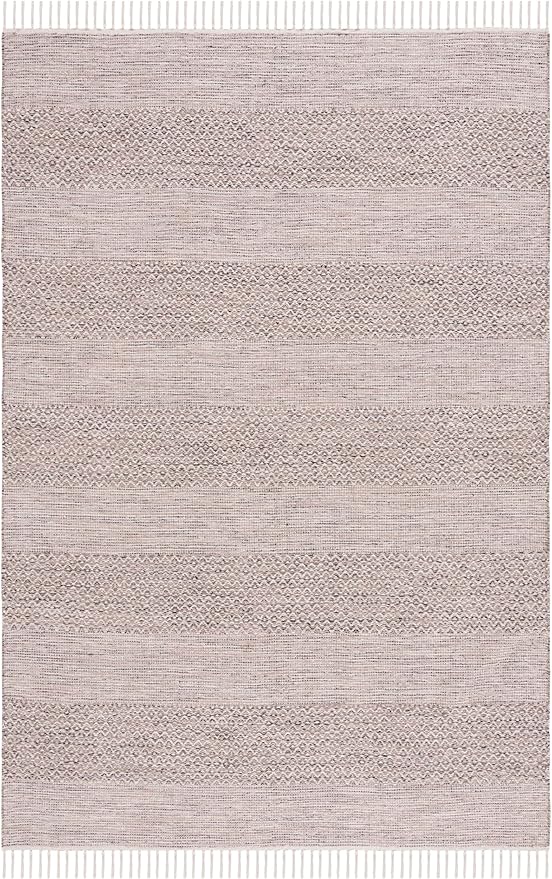 SAFAVIEH Montauk Collection Area Rug - 5' x 8', Ivory & Steel Grey, Handmade Flat Weave Boho Farmhouse Cotton Tassel Fringe, Ideal for High Traffic Areas in Living Room, Bedroom (MTK330M)