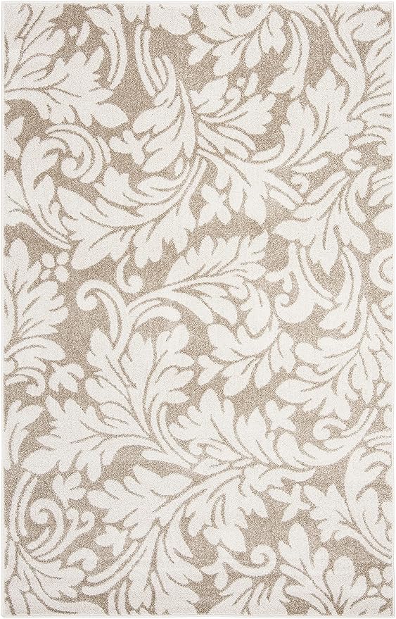 SAFAVIEH Amherst Collection Accent Rug - 4' x 6', Wheat & Beige, Floral Design, Non-Shedding & Easy Care, Ideal for High Traffic Areas in Entryway, Living Room, Bedroom (AMT425S)