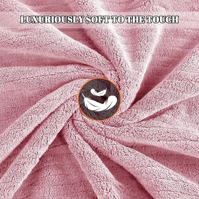 Bath Towels Set of 4 Extra Large 35 x 70 Inches,Luxury Thick High Absorbent and Quick Dry Bath Sheet,Ultra Soft Microfiber,Bathroom,Beach,Yoga,Sport,SPA,Fitness (Pink)