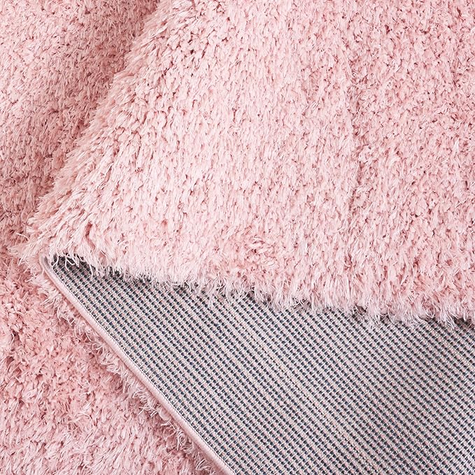 SAFAVIEH Lindsay Shag Collection Round Rug - 6'7" Round, Pink, Contemporary Design, Ideal for High Traffic Areas in Living Room, Bedroom & Dining Room (LNS560U-7R)
