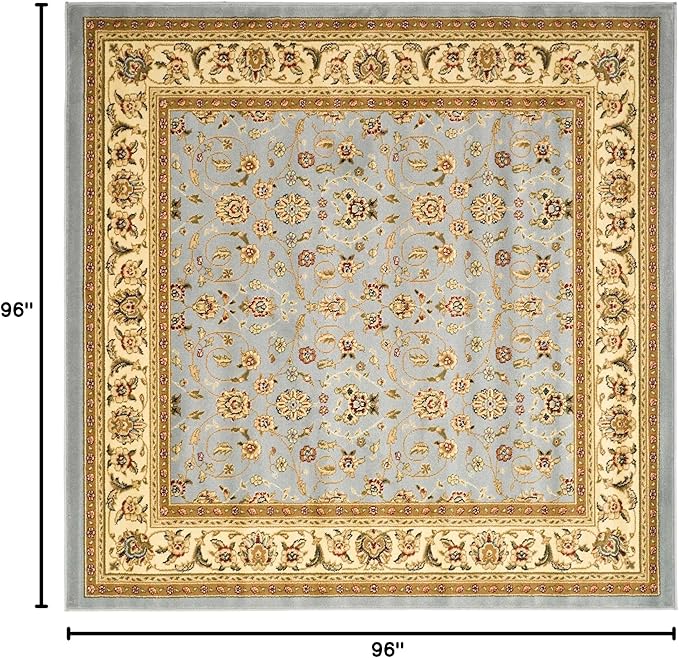SAFAVIEH Lyndhurst Collection Area Rug - 8' Square, Light Blue & Ivory, Traditional Oriental Design, Non-Shedding & Easy Care, Ideal for High Traffic Areas in Living Room, Bedroom (LNH312B)