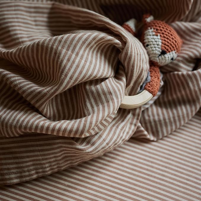 Baby Swaddle – Organic Cotton Muslin Baby Swaddles for Newborns 47” x 47” (Natural Stripe)