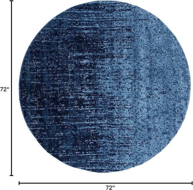 SAFAVIEH Retro Collection Area Rug - 6' Round, Light Blue & Blue, Modern Abstract Design, Non-Shedding & Easy Care, Ideal for High Traffic Areas in Living Room, Bedroom (RET2770-6065)
