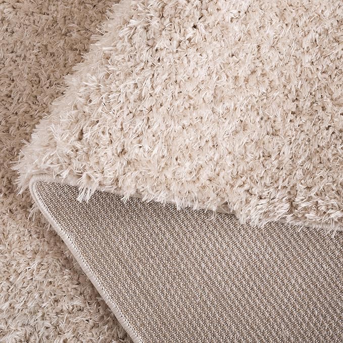 SAFAVIEH Area Rug 8x10 - Lindsay Shag Collection - Large - Beige, Non-Shedding & Easy Cleaning, Ultra Plush Thick Pile, Ideal for Living Room, Bedroom, Dining Space (LNS560B)