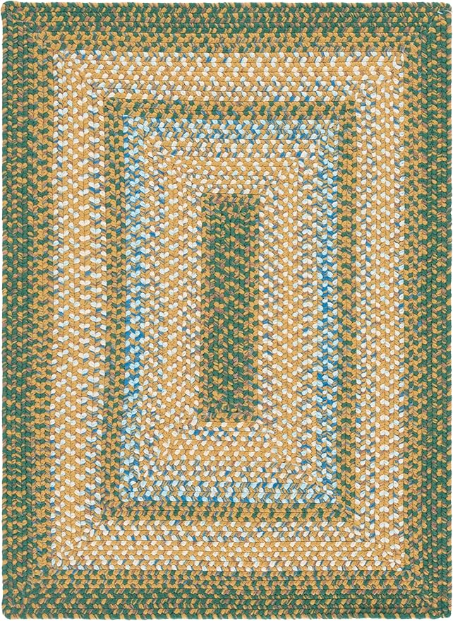 SAFAVIEH Washable Rug Outdoor Braided Collection - 4' x 6', Brown & Dark Green, Handmade & Reversible, Non-Shedding & Easy to Clean, Ideal for Patio, Backyard, Mudroom (BRD303Y)