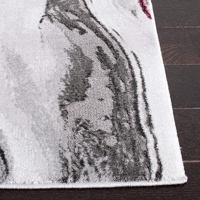 SAFAVIEH Craft Collection Accent Rug - 4' x 6', Grey & Wine, Modern Abstract Marble Pattern Design, Non-Shedding & Easy Care, Ideal for High Traffic Areas in Entryway, Living Room, Bedroom (CFT819S)