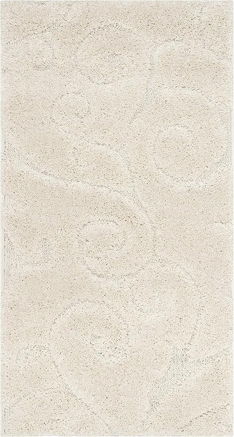 SAFAVIEH Florida Shag Collection Accent Rug - 2'3" x 5', Cream & Cream, Scroll Design, Non-Shedding & Easy Care, High-Low Plush Pile, Ideal for Bedroom, Foyer, Hallway (SG455-1111)