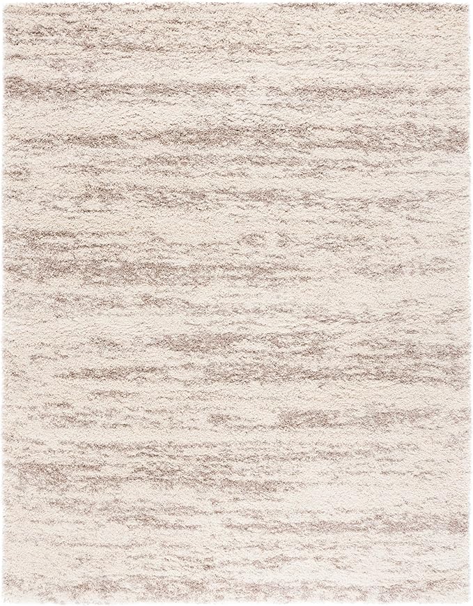 SAFAVIEH Hudson Shag Collection Area Rug - 9' x 12', Ivory & Beige, Modern Design, Non-Shedding & Easy Care, 2-inch Thick Ideal for High Traffic Areas in Living Room, Bedroom (SGH206B)