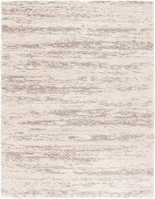 SAFAVIEH Hudson Shag Collection Area Rug - 11' x 15', Ivory/Beige, Geometric Design, Plush 1.9 Inch Thick Ideal for High Traffic Areas in Living Room, Bedroom, Dining (SGH206B)
