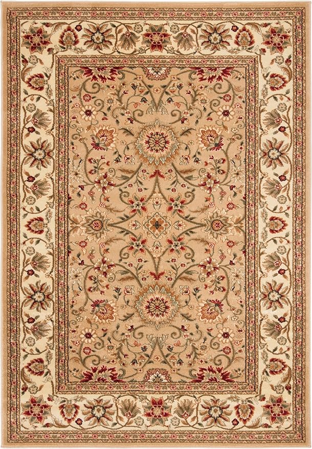 SAFAVIEH Lyndhurst Collection Area Rug - 5'3" x 7'6", Beige & Ivory, Traditional Oriental Design, Non-Shedding & Easy Care, Ideal for High Traffic Areas in Living Room, Bedroom (LNH212D)