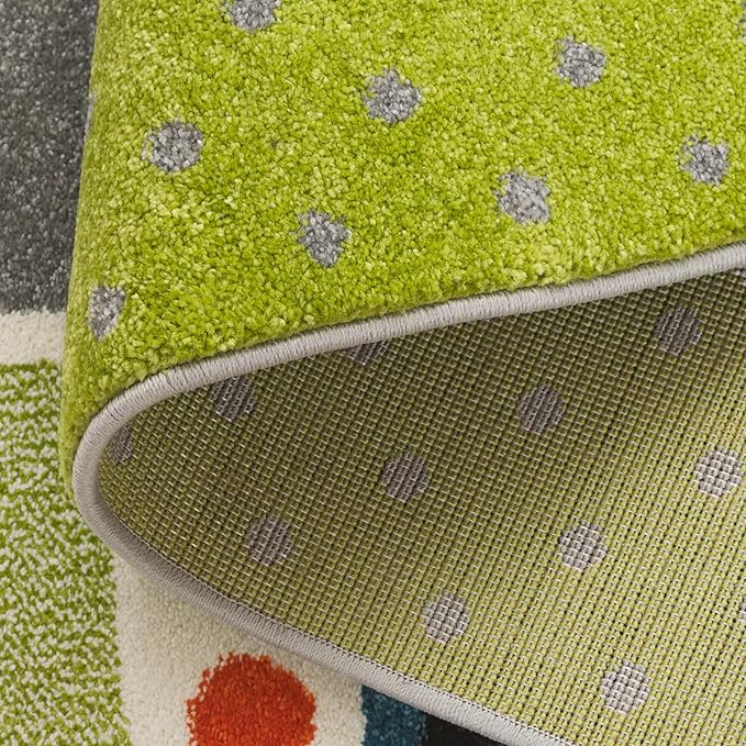 SAFAVIEH Carousel Kids Collection Area Rug - 6'7" Round, Green & Grey, Non-Shedding & Easy Care, Ideal for High Traffic Areas for Boys & Girls in Playroom, Nursery, Bedroom (CRK193Y)