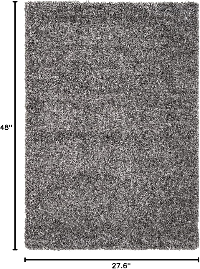 SAFAVIEH Fontana Shag Collection Accent Rug - 2'3" x 4', Silver, Solid Design, Non-Shedding & Easy Care, 2-inch Thick Ideal for High Traffic Areas in Entryway, Living Room, Bedroom (FNT800G)