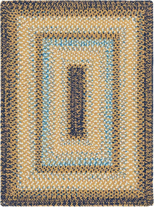 SAFAVIEH Washable Rug Outdoor Braided Collection - 3' x 5', Brown & Navy, Handmade & Reversible, Non-Shedding & Easy to Clean, Ideal for Patio, Backyard, Mudroom (BRD303T)