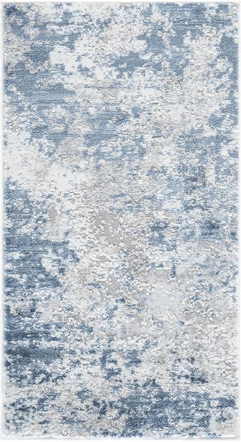 SAFAVIEH Amelia Collection Area Rug - 2'2" x 4', Dark Blue & Grey, Modern Abstract Design, Non-Shedding & Easy to Clean, Ideal for Hallway, Foyer, Entryway, Accent Space (ALA705M)