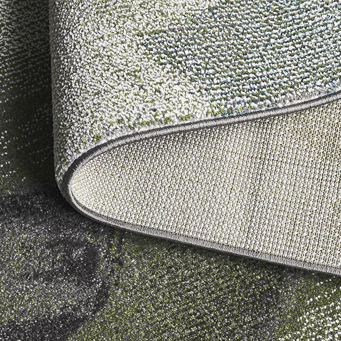 SAFAVIEH Porcello Collection Runner Rug - 2'3" x 8', Green & Grey, Modern Abstract Design, Non-Shedding & Easy Care, Ideal for The Entryway, Living Room, Foyer, Bedroom (PRL6937Y)