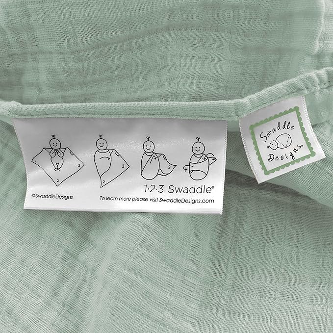 SwaddleDesigns Cotton Muslin Swaddle Blanket, Receiving Blanket for Baby Boys & Girls, Best Registry Gift, 46x46 inches, Jadeite