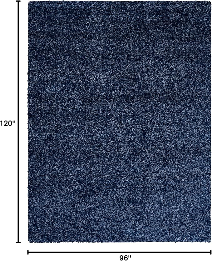 SAFAVIEH Santa Monica Shag Collection 8' x 10' Navy SGN725 Solid Non-Shedding Living Room Bedroom Dining Room Entryway Plush 2-inch Thick Area Rug