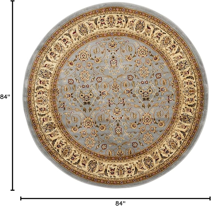 SAFAVIEH Lyndhurst Collection Area Rug - 7' Round, Light Blue & Ivory, Traditional Oriental Design, Non-Shedding & Easy Care, Ideal for High Traffic Areas in Living Room, Bedroom (LNH312B)