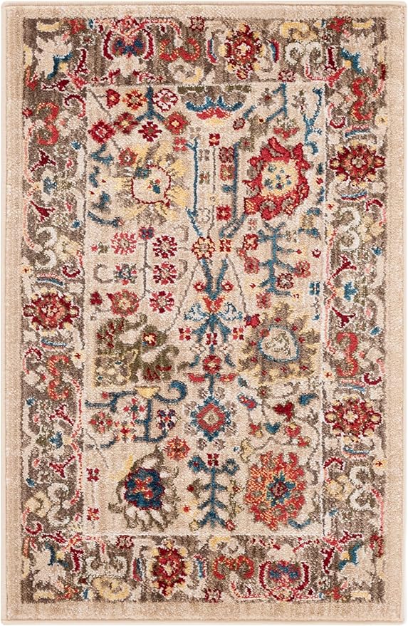 SAFAVIEH Kashan Collection Area Rug - 2'6" x 4', Beige & Taupe, Traditional Oriental Design, Non-Shedding & Easy Care, Ideal for High Traffic Areas in Living Room, Bedroom, Dining (KSN303K-24)