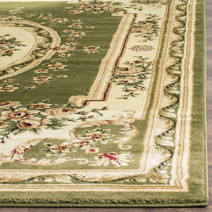 SAFAVIEH Lyndhurst Collection Accent Rug - 3'3" x 5'3", Sage & Ivory, European Medallion Design, Non-Shedding & Easy Care, Ideal for High Traffic Areas in Entryway, Living Room, Bedroom (LNH218B)