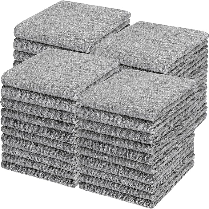 48 Pack Bleach Proof Towels 16x 26inch Microfiber Absorbent Hair Towels Bulk Bleach Salon Hand Drying Cloth for Gym Bath Spa Shaving Shampoo Home (Light Gray)