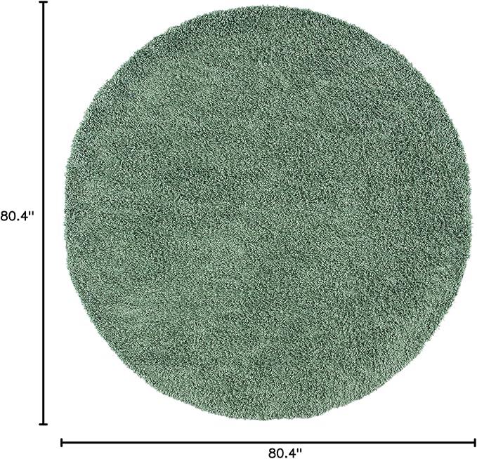 SAFAVIEH August Shag Collection 6'7" Round Green AUG200Y Solid Non-Shedding Living Room Bedroom Dining Room Entryway Plush 1.5-inch Thick Area Rug