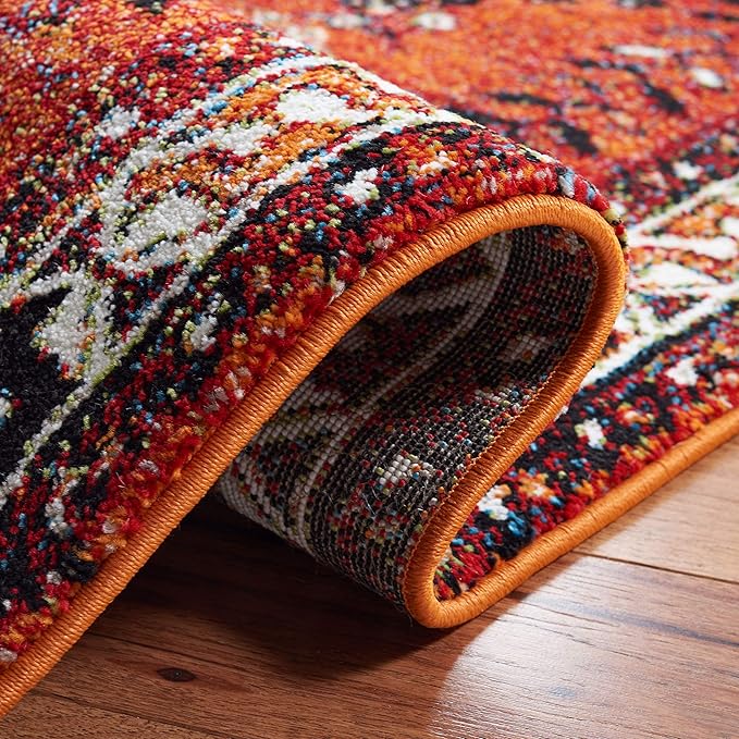 SAFAVIEH Vintage Hamadan Collection Area Rug - 9' x 12', Orange & Red, Oriental Traditional Persian Design, Non-Shedding & Easy Care, Ideal for High Traffic Areas in Living Room, Bedroom (VTH293P)