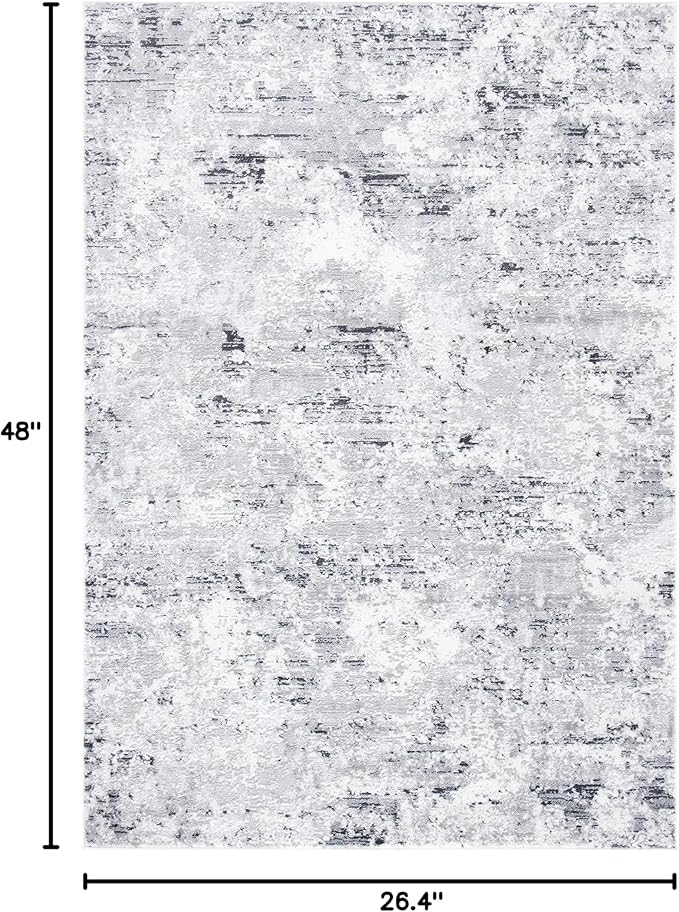SAFAVIEH Amelia Collection Accent Rug - 2'2" x 4', Grey & Ivory, Modern Abstract Design, Non-Shedding & Easy Care, Ideal for High Traffic Areas in Entryway, Living Room, Bedroom (ALA705G)