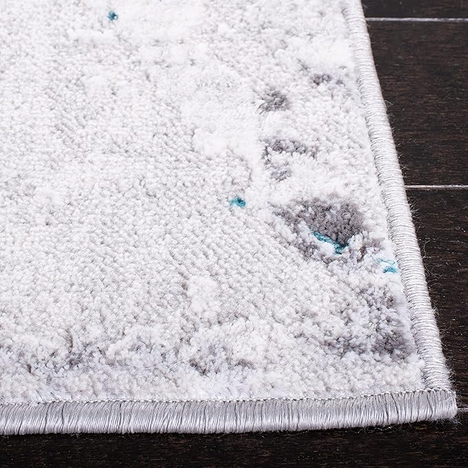 SAFAVIEH Amelia Collection Area Rug - 6' x 9', Grey & Aqua, Modern Abstract Design, Non-Shedding & Easy Care, Ideal for High Traffic Areas in Living Room, Bedroom (ALA293H)