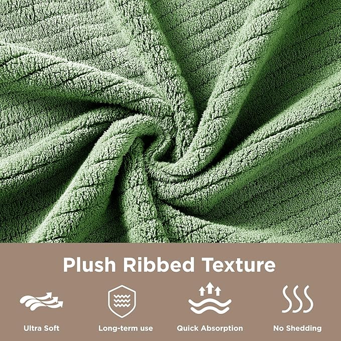 Oversized Bath Towels 8 Piece Towel Set, 2 Extra Large Bath Sheets, 2 Hand, 4 Washcloths, Luxury Soft Super Absorbent Thick Shower Towels for Bathroom, Spa & Hotel, Quick Dry, Sage Green