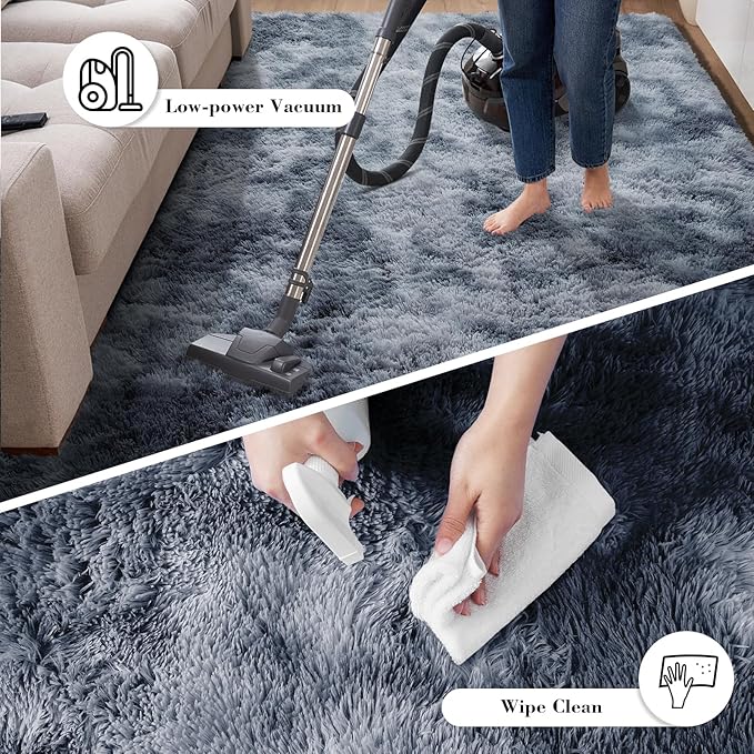 Fluffy Rug Shaggy Area Rug, Mottling Dark Grey 2x4 Area Rugs for Bedroom, Small Bedside Rug, Soft Fluffy Shaggy Entryway Throw Rugs for Living Room Bedroom Kids Room Home Decor