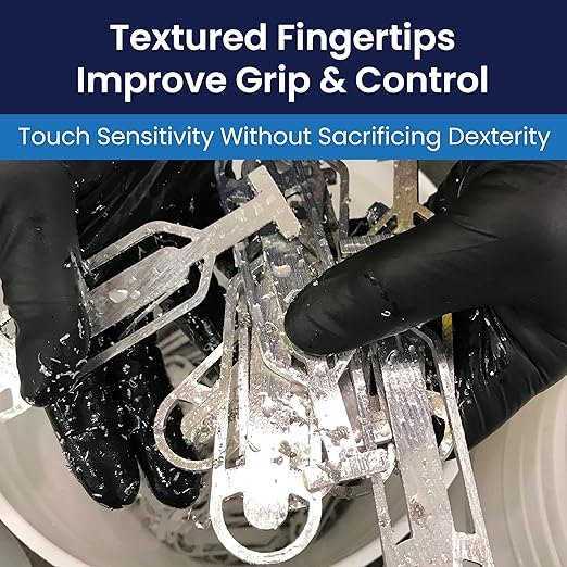 Adenna Dark Light Bulk Disposable Nitrile Gloves – 9 Mil, Heavy Duty Work Rubber Glove with Textured Grip, Non-Latex & Powder Free, Case of 900, 2X-Large, Black