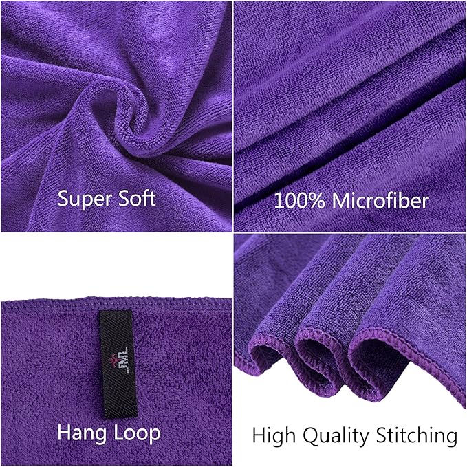 Microfiber Bath Towels, 2 Pack Extra Large Microfiber Towel for Body, 30" x 60", Oversized, Ultra Soft, Super Absorbent, Fast Drying, Perfect for Bathroom, Shower, Sauna, Yoga, Gym, Violet