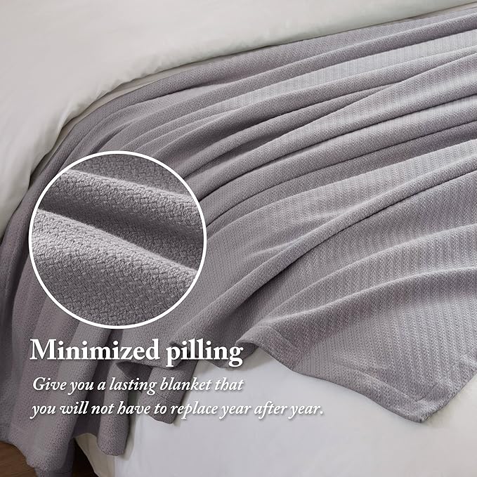 Madison Park Liquid Cotton Luxury Blanket Premium Soft Cozy 100% Ring Spun Cotton For Bed , Couch or Sofa, Twin, Gray