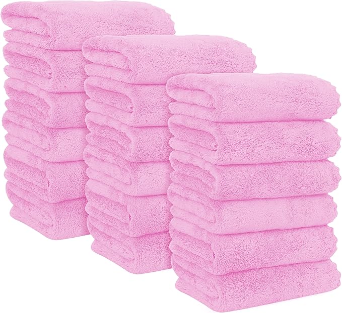 18 Pack Premium Hand Towels - Quick Drying - Microfiber Coral Velvet Highly Absorbent Towels - Multipurpose Use as Hotel, Bathroom, Shower, Spa, Hand Towel 16 x 28 inches (Frozen Berry)