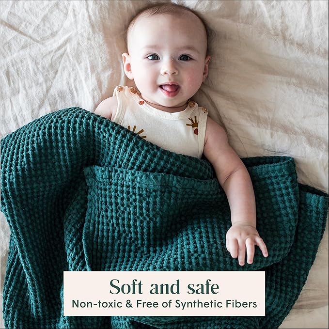 Simka Rose Waffle Baby Blanket Cotton Soft Breathable Swaddle Blanket for Nursery, Stroller & Crib Blanket -Receiving Blankets for Boys & Girls Gender Neutral Toddler Blanket