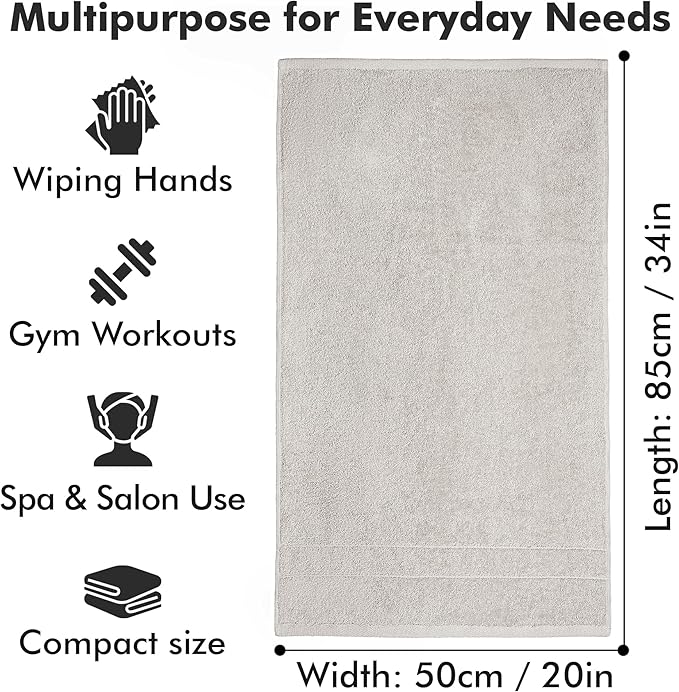 100% Cotton Hand Towels for Bathroom – Soft & Absorbent Towel Set– Pack of 6 Small Towel (34x20in) – Quick Dry Luxury Cotton Hand Towels – Light Grey
