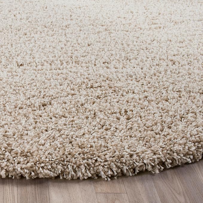 SAFAVIEH Santa Monica Shag Collection Accent Rug - 3' Round, Beige, Non-Shedding & Easy Care, 2-inch Thick, Ideal for The Living Room, Dining Room, Bedroom (SGN725-1313-3R)