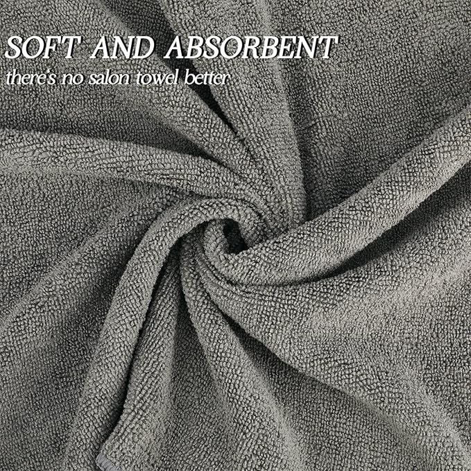40 Pack Bleach Proof Towels Microfiber Absorbent Resistant Hair Hand Towels Bulk Quick Dry for Barber Gym Bath Spa Shaving (Grey,16 x 29 Inch)