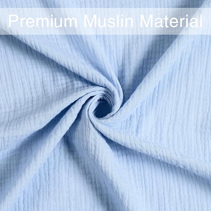 Meracorallo Muslin Swaddle Blanket, 100% Cotton Receiving Blanket Soft and Breathable Swaddle Wrap for Baby Boys and Girls, Sky Blue