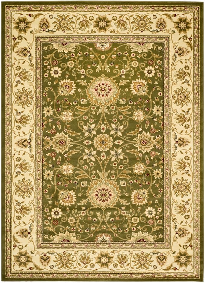 SAFAVIEH Lyndhurst Collection Area Rug - 8' Square, Sage & Ivory, Traditional Oriental Design, Non-Shedding & Easy Care, Ideal for High Traffic Areas in Living Room, Bedroom (LNH212C)
