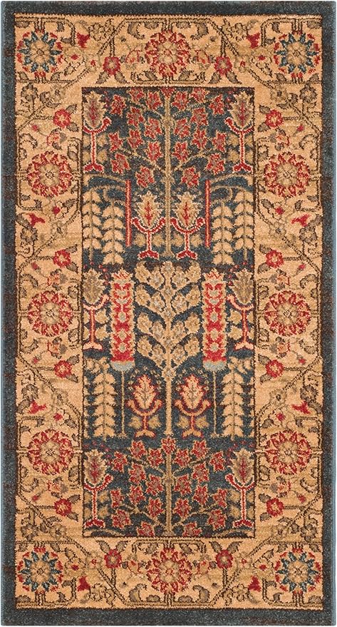 SAFAVIEH Mahal Collection Accent Rug - 2'2" x 4', Navy & Natural, Traditional Oriental Design, Non-Shedding & Easy Care, Ideal for High Traffic Areas in Entryway, Living Room, Bedroom (MAH697E)