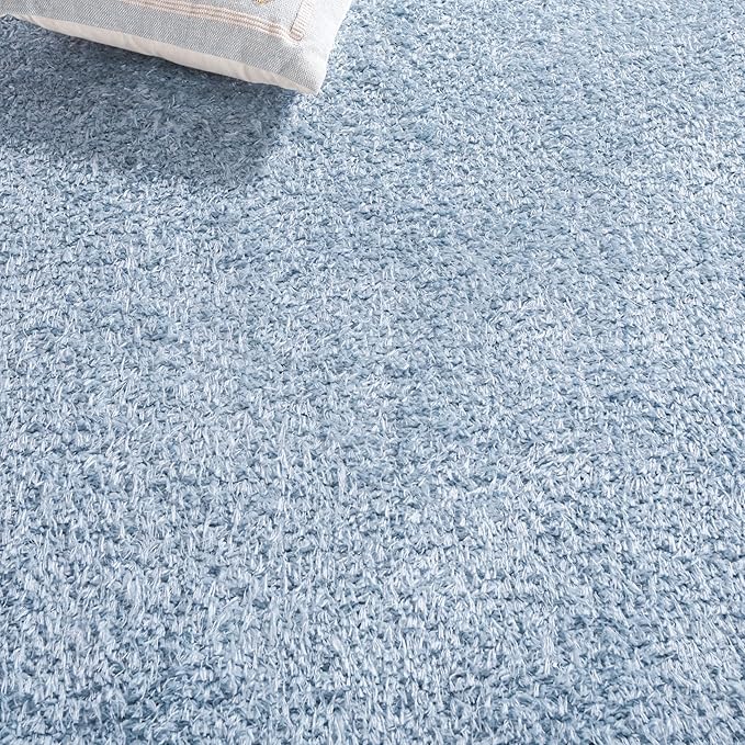 SAFAVIEH Lindsay Shag Collection Area Rug - 9' x 12', Aqua, Contemporary Design, Ideal for High Traffic Areas in Living Room, Bedroom & Dining Room (LNS560J-9)