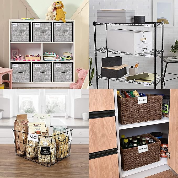 50PCS Basket Bin Labels Clip On,ChanQnTon Clear Plastic Labels for Storage Bins, Wire Shelf Price Tags,Merchandise Sign Display Holder,50PCS 6X4CM Paper Inserts Included.