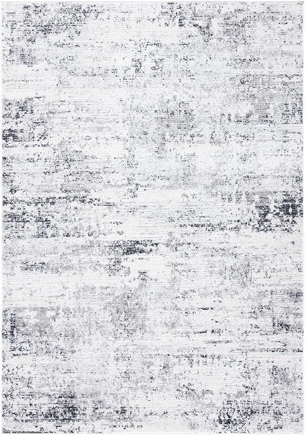 SAFAVIEH Amelia Collection Accent Rug - 4' x 6', Ivory & Grey, Modern Abstract Design, Non-Shedding & Easy Care, Ideal for High Traffic Areas in Entryway, Living Room, Bedroom (ALA700C)