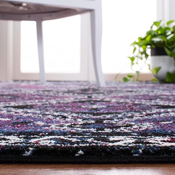 SAFAVIEH Vintage Hamadan Collection Runner Rug - 2'3" x 8', Purple & Black, Oriental Distressed Design, Non-Shedding & Easy Care, Ideal for High Traffic Areas in Living Room, Bedroom (VTH293V)