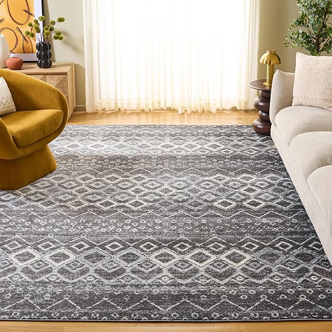 SAFAVIEH Area Rug 10x14 - Amsterdam Collection - Large - Dark Grey & Light Grey, Non-Shedding & Easy to Clean, Ideal for Living Room, Bedroom, Dining Space (AMS108J)