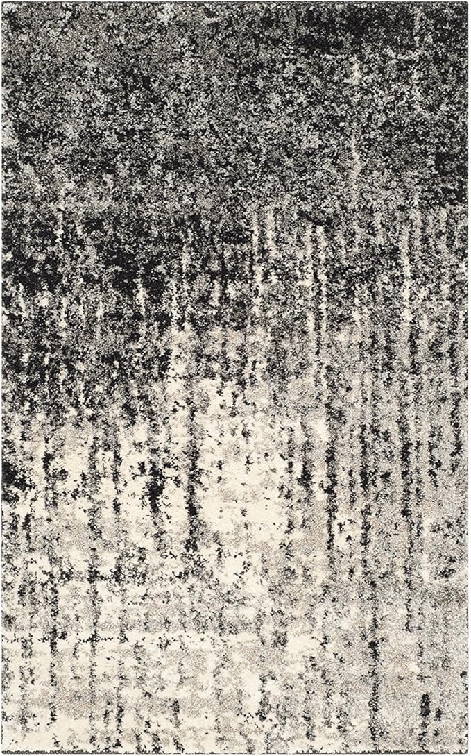 SAFAVIEH Retro Collection Accent Rug - 2'6" x 4', Black & Light Grey, Modern Abstract Design, Non-Shedding & Easy Care, Ideal for High Traffic Areas in Entryway, Living Room, Bedroom (RET2770-9079)