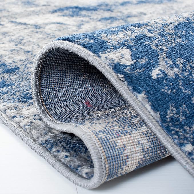SAFAVIEH Brentwood Collection X-Large Area Rug - 12' x 18', Grey & Navy, Modern Abstract Design, Non-Shedding & Easy Care, Ideal for High Traffic Areas in Living Room, Bedroom (BNT822G)