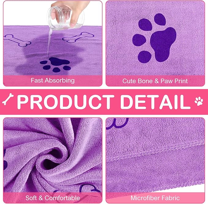 8 Pcs Dog Towels for Drying Dogs Cats Pet Towels Bulk Puppy Microfiber Quick Drying Paw Bath Bathing Supplies Absorbent for Medium Pets(Sweet Color,40 x 24 Inch)